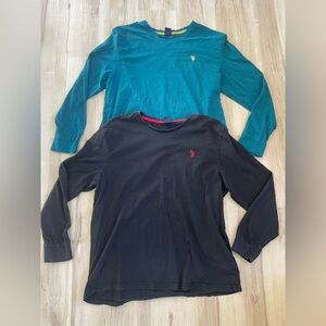 U.S. Polo Assn. men’s 2XL long sleeve tshirts navy blue and aqua *small rip